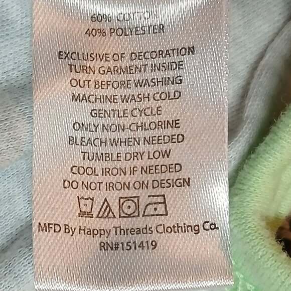 Star Wars 3-6M Infant Baby Mandalorian Yoda Onesie Footies Happy Threads - Picture 6 of 9